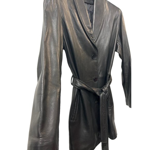 Wilson’s Leather Pelle Studio Genuine Leather Coat Parka Belted Jacket - Picture 2 of 12